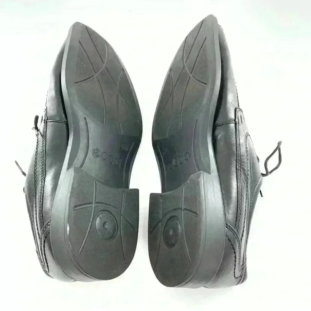 Ecco mens oxfords size 44 black leather lace up square toe